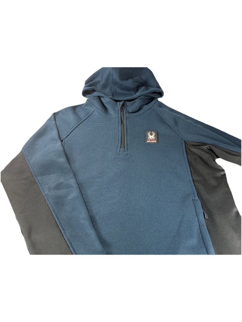 Spyder Vintage VTG Grid Fleece Full Zip Technical Hoodie Jacket Grey Men L